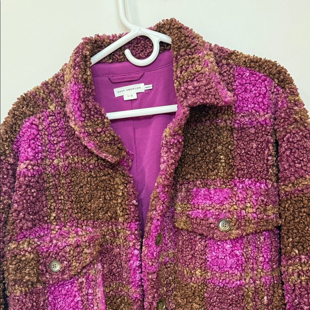 Good American Purple and Brown Teddy Jacket - Picture 3 of 5